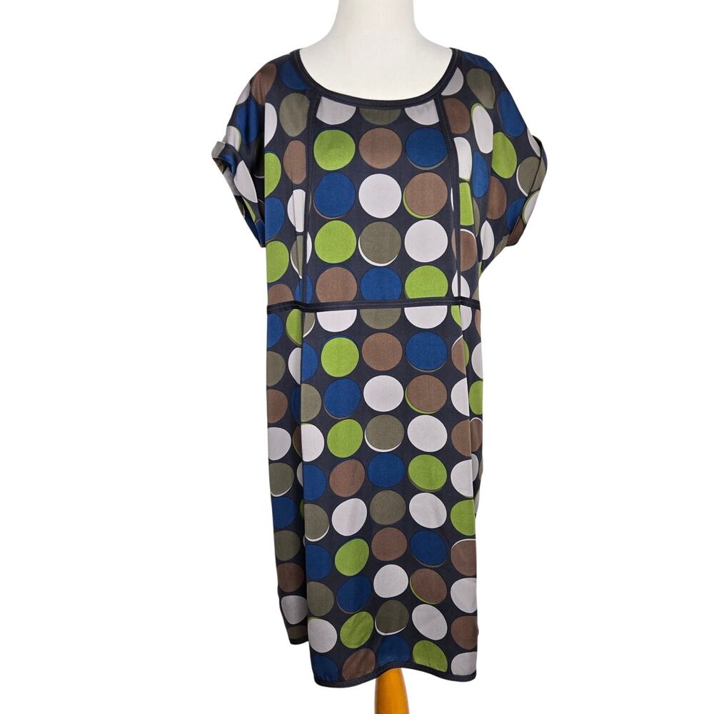 Boden Silk Mod Dress Notting Hill Dot Print Workwear Retro Muted Gray Women 14